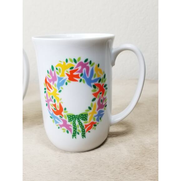 Toscany Greetings Coffee Mug Tea Cup 10oz Fine China Dove Wreath 4" Japan - Picture 5 of 13